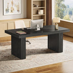 Tribesigns 63" Executive Desk, Large Office Computer Desk with Heavy-Duty Legs and Thickened Desktop, Elegant Writing Workstation Study Table Conference Table for Office, Black