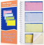 Fullhawl 1 Pcs Spiral Bound Phone Message Book 5-1/2" x 11" 2 Part Colorful Carbonless Phone Message Pads 4 Messages Per Page Carbon Copy Notebook Spiral Phone Call Log Book for Business Office