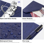 Ospelelf 2 Inch Mini Binder 3 Ring, Vintage Leather Clipboard Binders Dividers with Tabs 5.5" x 8.5", Professional Binder Organizer, Navyblue