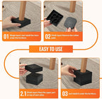 shouwuhho Furniture Risers, 4 Pack Bed Risers with Non-Slip Grip and Heavy Duty Support, 1 Inch 2 Inch 3 Inch 4 Inch Height Lift for Couch, Sofa, Table, Desk, Chair, Refrigerator - Black, 1 Inch