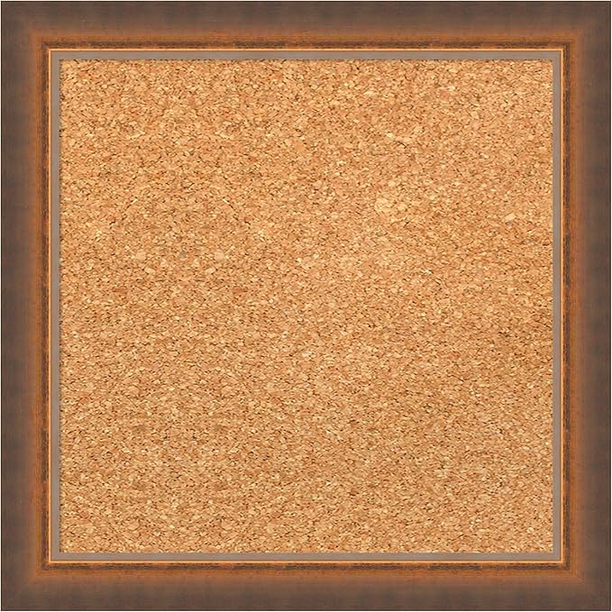 Amanti Art Natural Cork Board for Wall, 14x14 Vision Board with Bronze Frame, X-Small Corkboard Office Decor for Home Organization, Modern Corkboard Pinboard to Display Items for Home Organization in