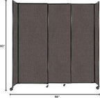 Versare Straightwall Sliding Portable Wall Partition | Freestanding Office Dividers | Locking Wheels | Temporary Room Separator | 7'2" Wide x 7'6" Tall Mocha Fabric Panels