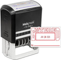 MaxMark Large Self-Inking Rubber Date Office Stamp with Entered Phrase & Date - Red Ink, 12-Year Band - Style 5