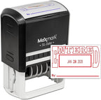 MaxMark Large Self-Inking Rubber Date Office Stamp with Entered Phrase & Date - Red Ink, 12-Year Band - Style 5