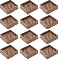 VOCOMO 2X2 Rubber Caster Cups, Non Slip Furniture Pads, Anti-Slip Gripper, Anti Skid Furniture Feet, Anti Slide Floor Protector for Bed Couch Table Chair Stoppers - 12 Pack, Brown