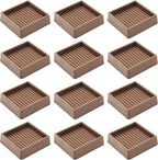 2.5X2.5 Rubber Caster Cups, Non Slip Furniture Pads, Anti-Slip Gripper, Anti Skid Furniture Feet, Anti Slide Floor Protector for Bed Couch Stoppers - 12 Pack Brown