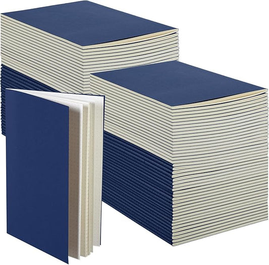 100 Pcs Kraft Notebook Journals 5.5 Inch x 8.3 Inch A5 Softcover Notebooks Bulk for Writing Sketch Office Notepad with 60 Pages 30 Sheets (Navy,Dot)