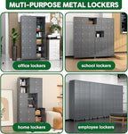 SUPEER Metal Lockers for Employees with 18 Door,Metal Storage Locker with Lock for School Garage Gym Office Home Bedroom,Assembly Required,18 Doors Dark Grey