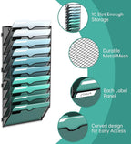 SUPEASY 10-Tier Wall File Organizer, Hanging Wall Files for Papers, Folders, Magazines, Wall Organizer for Clipboard, Assembly Needed, Black