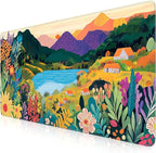 iCasso Large Gaming Mouse Pad (35"x16") - Waterproof Desk Mat with Non-Slip Rubber Base & Stitched Edges - Extended Keyboard Mousepad for Computer, PC, Office, Home Workspace (Oil Painting)