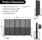 Folding Room Partition,Freestanding Privacy Divider,Portable Office Divider Wall,Commercial Space Partition Screen,Perforated Felt Panel Design,10'6"W x 6'7"H,5 Panel,Dark Grey