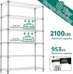 M MZG 6 Tiers Shelf 2100 lbs Steel Storage Shelving Utility Shelving Unit Steel Organizer Wire Rack for Home,Kitchen,Office,Garage Chrome 17.7" D x 47.2" W x 82.4" H