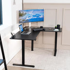 VIVO Electric Corner 63 x 47 inch L-Shaped Standing Desk, Memory Height Adjustment, Black Top Black Frame, DESK-E3CTB-47