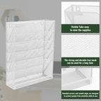 EASEPRES 6 Tier Mesh Hanging Wall File Organizer, Desk Vertical Mail Paper Document Folder Holder Rack with Bottom Tray and Nametag Label for Office Home School, White