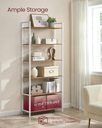 VASAGLE 6-Tier Bookshelf, Bookcase with Steel Frame, Book Shelf for Living Room, Home Office, Study, 11.8 x 31.5 x 73.2 Inches, Industrial Style, Honey Brown and Cloud White ULLS082K01