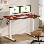 FLEXISPOT EN1 One-Piece Standing Desk with 1-Inch Thick Seamless Desktop, 55"x28" Electric Height Adjustable Desk for Home Office, Multi-Monitor Setups & Easy Assembly, Mahogany