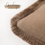 Foindtower Set of 2 Decorative Linen Fringe Throw Pillow Covers Cozy Farmhouse Boho Cushion Cover with Tassels Soft Accent Pillowcase for Couch Sofa Bed Living Room Home Decor 20×20 Inch Khaki Brown