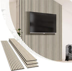 Olanglab Wood Slat Wall Panels 4 Pack, Wooden Acoustic Wall Panels, 94.5"x12.6" Each 3D Wall Panels for Interior Wall Decor (Light Oak-Extendo Trio)