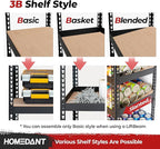 HOMEDANT 5 Tier Storage Shelves Adjustable Laminated Boltless Garage Metal Shelving Unit Heavy Duty Utility Rack Shelf Warehouse Pantry Closet Kitchen (2, (L) 48.1" W, Black)