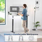 VIVO Electric 60 x 24 in Standing Desk, Memory Height Adjustment, 1B Series, Holds 220 lbs, One-Piece White Top, Black Frame, DESK-KIT-1B6W