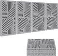 BUBOS 4 Pack Thickened Acoustic Panels, 23.6''x11.8'' Self-Adhesive Sound Absorbing Cavity Acoustic Wall Panels for Theater Studio Room Recording Room Gaming Room Meeting Rooms,VortexCore Grey