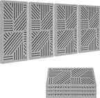BUBOS 4 Pack Thickened Acoustic Panels, 23.6''x11.8'' Self-Adhesive Sound Absorbing Cavity Acoustic Wall Panels for Theater Studio Room Recording Room Gaming Room Meeting Rooms,VortexCore Grey