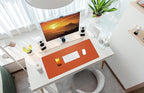 Leather Desk pad Protector, Large Desk mat with Natural Cork & PU Leather,Mouse pad,Non-Slip Office Desk Mat,Waterproof Desk Writing Pad for Office and Home (35in*17in, Orange)