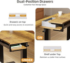 Claiks Electric Standing Desk with 2 Drawers, Adjustable Standing Desks with Storage, Height Adjustable Stand up Desk for Home Office with 2 Hooks,48 Inch Ruist Brown