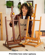 DJAR H- Frame Tabletop Painting Easel, Adjustable Solid Beech Wood Desktop Art Easel, Hold Canvas Up to 27.5", Assembly-Free Art Stand for Artist, Student, Natural