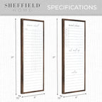 Sheffield Home Set of Two Family Planner Dry Erase Boards Featuring, Chore Chart, Shopping List, Weekly Meal Planner and Notes, 9x21 Inch, Natural