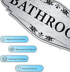 Bathroom Sign Sticker for Business and Home，Self-adhesive Brushed Silver Cute Bathroom Decor for Door，Waterproof Vinyl Restroom Sign for Home，Office，Shop（Silver）