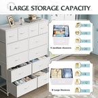 WLIVE Tall White Dresser for Bedroom with 12 Drawers, Dressers & Chests of Drawers, Fabric Dresser for Closet, Living Room, Storage Dressers with Storage Drawers, Steel Frame, Wood Top