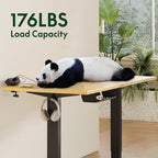 FLEXISPOT EN2 Whole-Piece Bamboo Standing Desk with Clamp Power Strip, 55 x 28 Electric Stand Up Height Adjustable Desk with Cable Management (Black Frame + 55" Bamboo Top, 2 Packages)