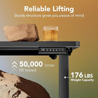 HUANUO 48" x 24" Electric Standing Desk Adjustable Height, 4 Memory Height Settings, Headphone Hook, Cable Manager, Sit Stand Up Desk for Home Office & Computer Workstation, Black