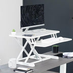 VIVO 28 inch Desk Converter, K Series, Height Adjustable Sit to Stand Riser, Dual Monitor and Laptop Workstation with Keyboard Tray, White, DESK-V028KW