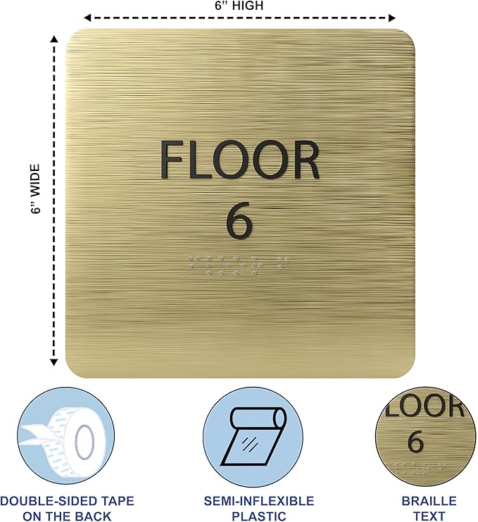 Royal ADA Floor 6 Sign with Braille – Made from Durable Acrylic and Ready to Mount