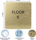 Grey w/Black ADA Floor 6 Sign with Braille – Made from Durable Acrylic and Ready to Mount