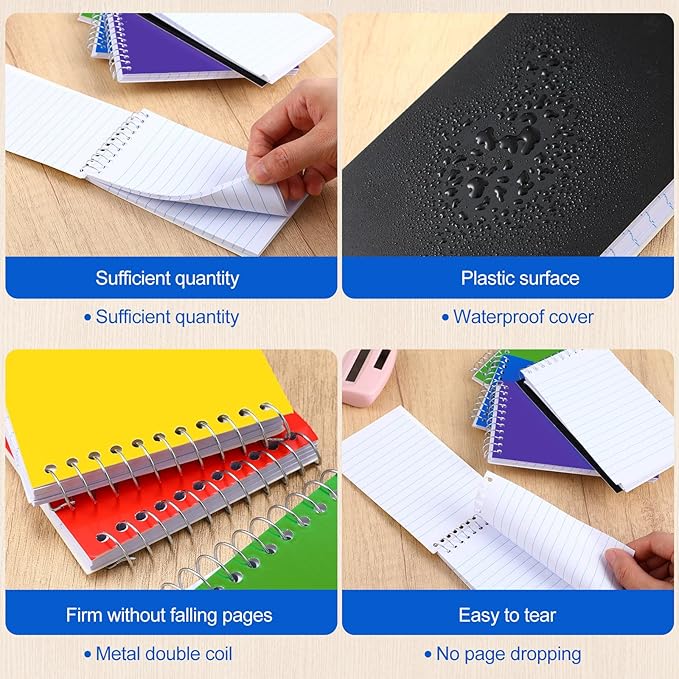 24 Pcs Small Pocket Notebooks 3 x 5 Inch Mini Memo Spiral Notepads Top Bound College Ruled Lined Note Pads for Back School Office Journaling Noting, 75 Sheets/Pad (Fresh Color)