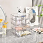 3 Pack Stackable Makeup Organizer, 12.1''L Acrylic Bathroom Organizer and Storage Undersink Drawer, Cosmetics and Beauty Supplies,Clear Plastic Storage Bins for Vanity,Pantry,Desk,Cabinet,Kitchen