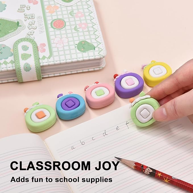 15Pcs Cute Food Shape Erasers for Kids, Fun Cake Dessert Pencil Erasers for School Classroom Supplies Birthday Party Favors