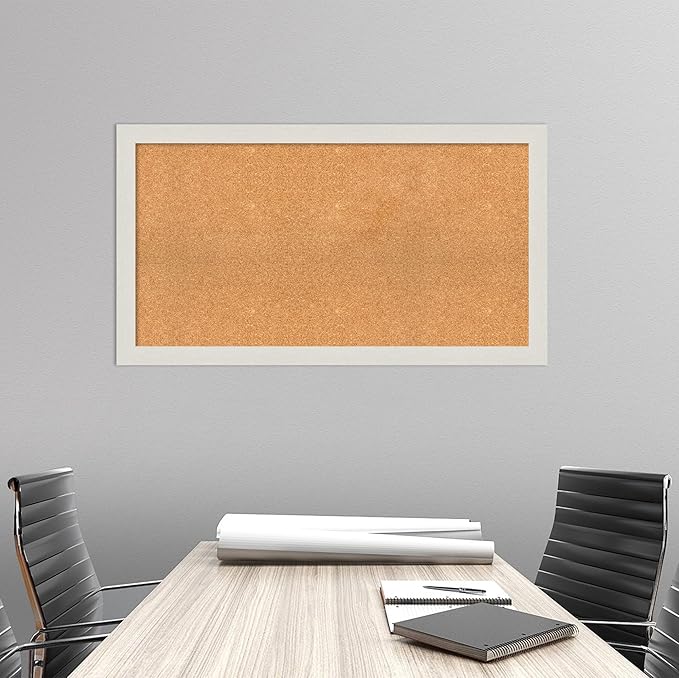 Amanti Art Natural Cork Board for Wall, 25x45 Vision Board with White Frame, Oversize Corkboard Office Decor for Home Organization, Country Rustic Corkboard Pinboard to Display Items for Home