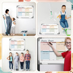 Lincia Magnetic Dry Erase Chore Chart Board for Multi-Person Households 24"x18" Double Side Family 2 in 1 Combo Chore Board for Wall Aluminum Frame 8 Markers 1 Eraser(Double Style)
