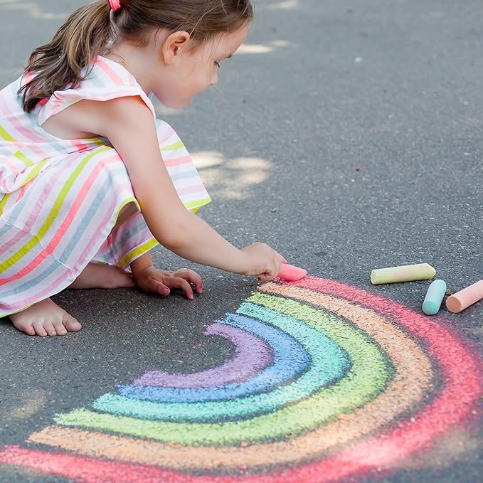 200PCS Washable Sidewalk Chalks Set in 20 Colors: Jumbo Drawing Chalk for Kids Outdoor Art, Non-Toxic Dustless Colored Giant Box Chalkboard Chalk for Toddler Painting on Blackboard, Playground, Party