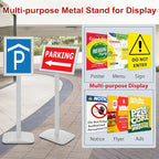 VAIIGO 3 Pack Heavy Duty Standing Sign Holder 8.5x11 Inch - Pedestal Floor Sign Stand with Weighted Base - Vertical & Horizontal Poster/Menu Display Stands for Indoor/Outdoor Advertising, Silver