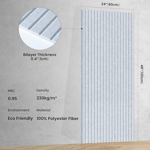 10 Pack Sound Proof Panels for Walls,48 x 24x 0.4 Inch Sound Deadening Panels,Large Acoustic Panels for Media Room, Office and Studio,Light Camel
