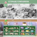 Desk Storage Organizer with 9 Drawers, FODIENS Stackable Desktop Craft Drawer Cabinet, Clear Storage Box Caddy for Makeup Jewelry Office Craft Supplies (9.84×6.3×5.9in) (Green)