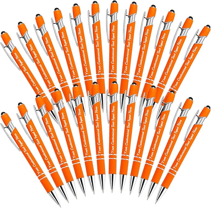 Personalized Ballpoint Pen 24pcs, Custom Pens Free Engraved Bulk with Name Logo, Soft Black Ink Stylus with Touch Metal Office, Gift for Anniversaries, Graduations, Birthdays