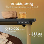 HUANUO 32" Small Electric Standing Desk Adjustable Height, 4 Memory Height Settings, Sit Stand Up Desk for Home Office & Computer Workstation, Black and Gold Frame