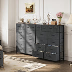 WLIVE Tall Dresser for Bedroom with 12 Drawers, Chests of Drawers, Fabric Dressers for Closet, Living Room, Storage Dresser Organizer with Wood Top, Steel Frame, Dark Grey