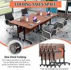 Conference Table,55.1''Folding Conference Room Table for 4-12 People,Mobile Flip Top MeetingTraining Table with Different Coulor and Styles for Offices, Classrooms,Meeting Room (8, 47.2''D)